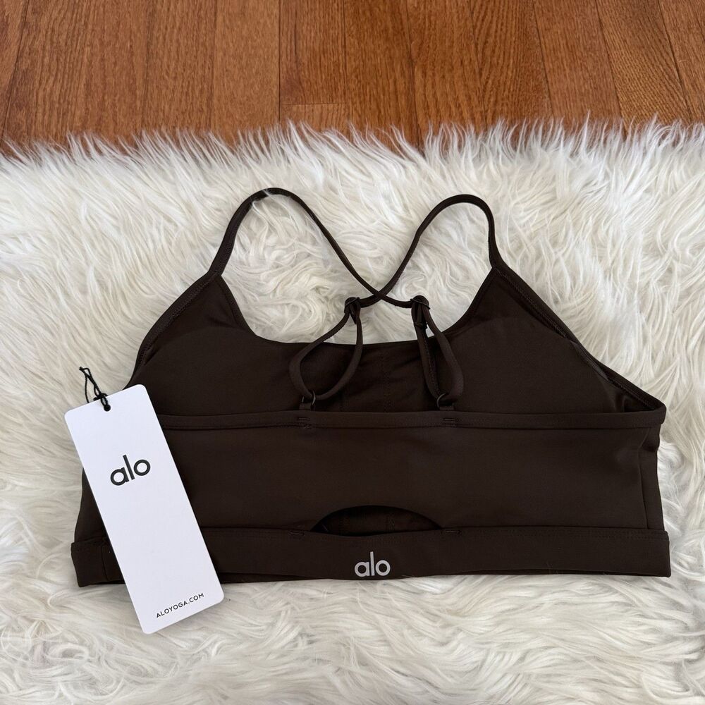 Alo Yoga Airlift Intrigue Bra Women’s Large Espresso Adjustable Straps NWT $78 - Picture 4 of 15